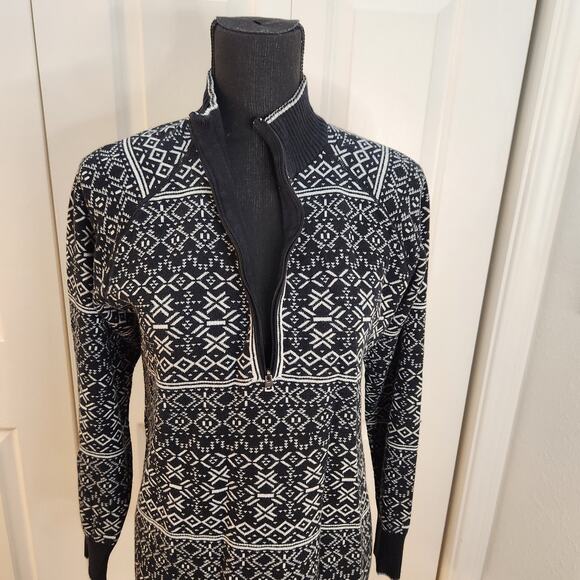 Eddie Bauer Women's Large 1/2 Zip Pullover Mock Neck Sweater White and Black - Picture 6 of 10